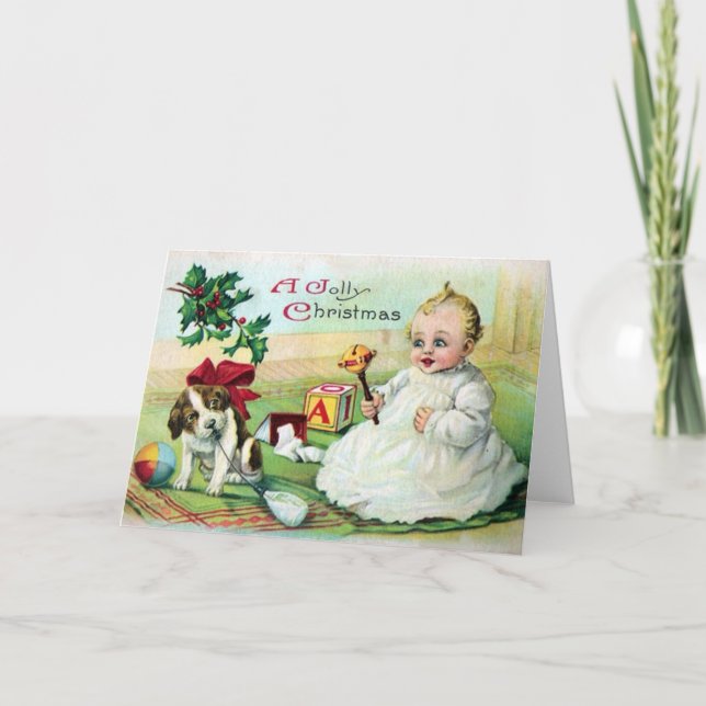 Vintage-julhälsningskort Helgkort (Framsida)