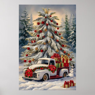 Vintage julhälsningskort – Majestätisk Snö- Poster