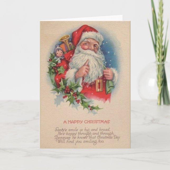 Vintage julhälsningskort "Santy" Helgkort (Framsida)