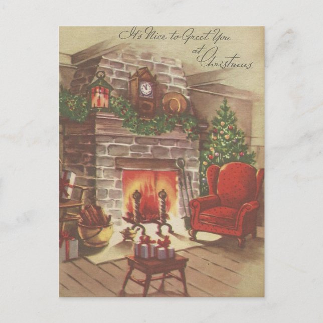 Vintage julhelgen helg vykort (Framsida)