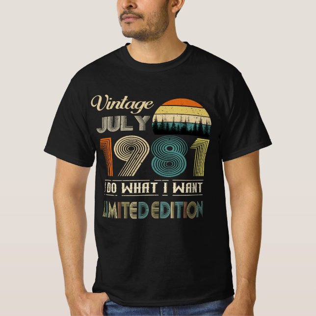 Vintage juli 1981 T-Shirt - Retro Stil Birthday (Framsida)