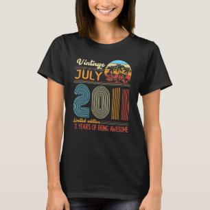 Vintage juli 2011 11 år gammal 11 B-dag Decorati T Shirt