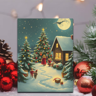 Vintage julillustration helg vykort