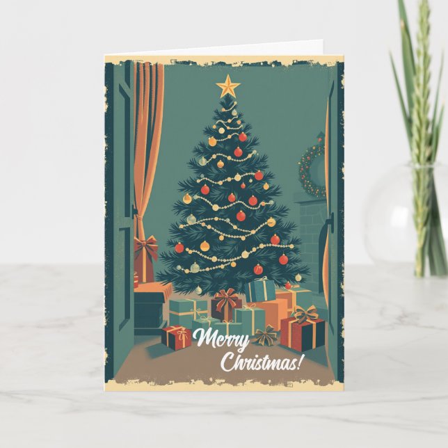 Vintage julillustration kort (Framsida)