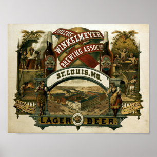 Vintage Julius Winkelmeyer Brewing ölreklam Poster
