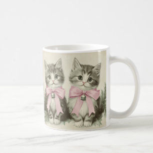 Vintage julkatten med rosa slingor kaffemugg