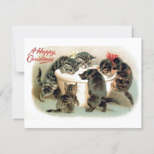 Vintage julkittens julkort