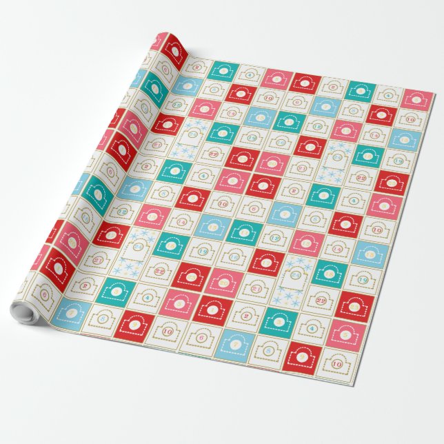 Vintage-julklannkalender Presentpapper (Utrullad)