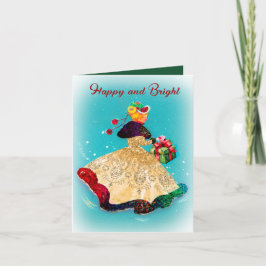 Vintage-julklapp: guld glitter inbjudan