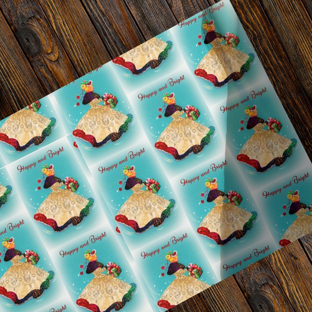 Vintage-julklapp: guld glitter presentpapper (Skapare uppladdad)