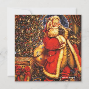 Vintage julklapp Jultomten lycklig helgdag. Inbjudningar