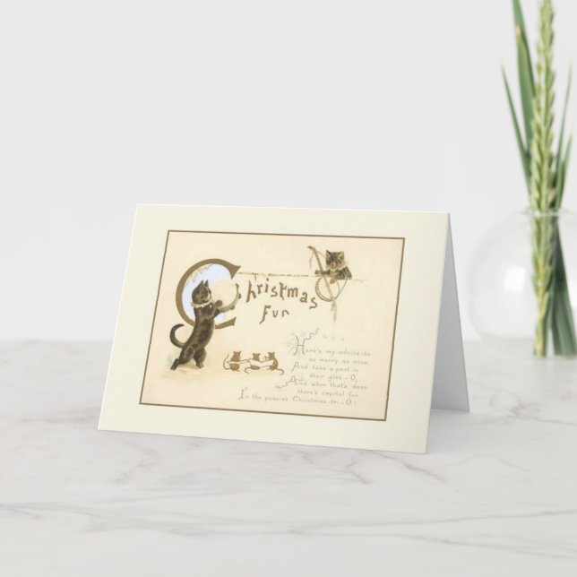 Vintage-/julklapp och möss-/hälsningskort helgkort (Framsida)