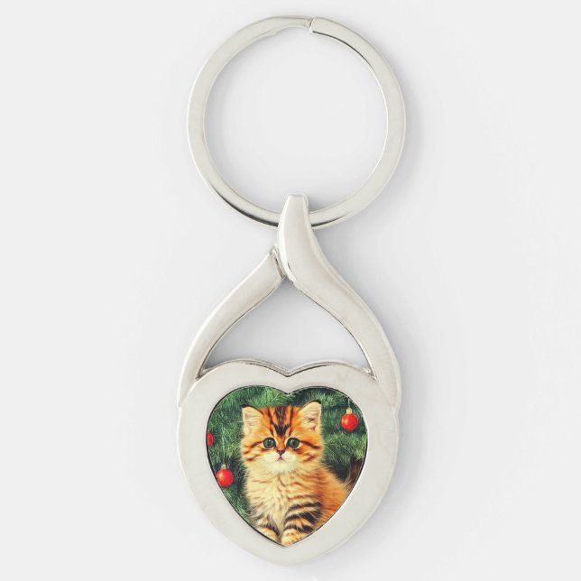 Vintage-julklapp Twisted Heart Silverfärgad Nyckelring (Framsidan)