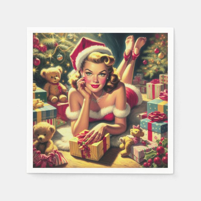 Vintage julklapp upp pappersservett (Framsidan)