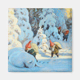 Vintage julklappar föder Presenter Magnet