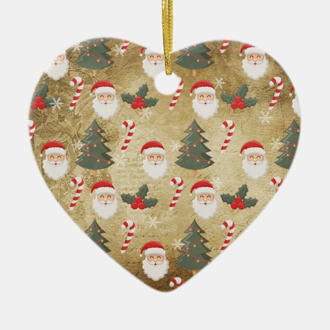 Vintage Julklappar Mönster Julgransprydnad Keramik (Framsidan)