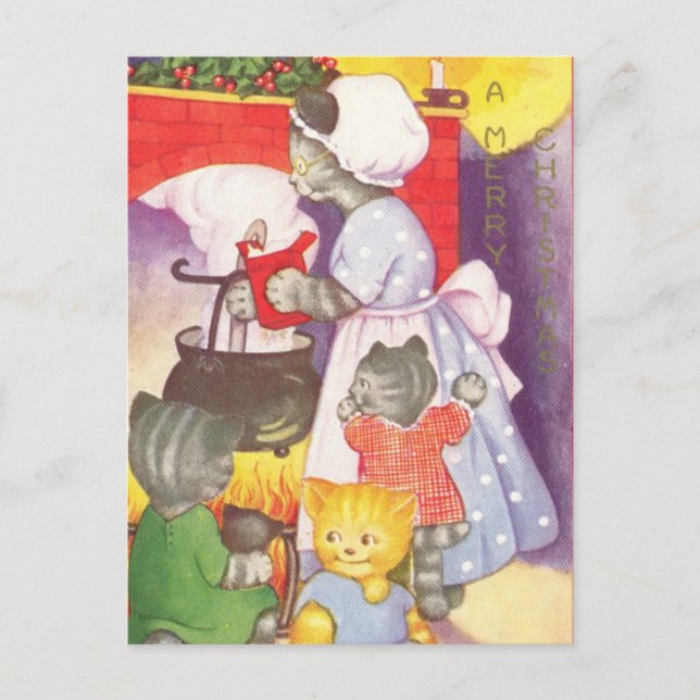 Vintage-julklappar Vykort (Framsida)