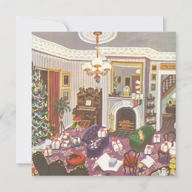 Vintage julklappsinbjudan inbjudningar (Framsida)