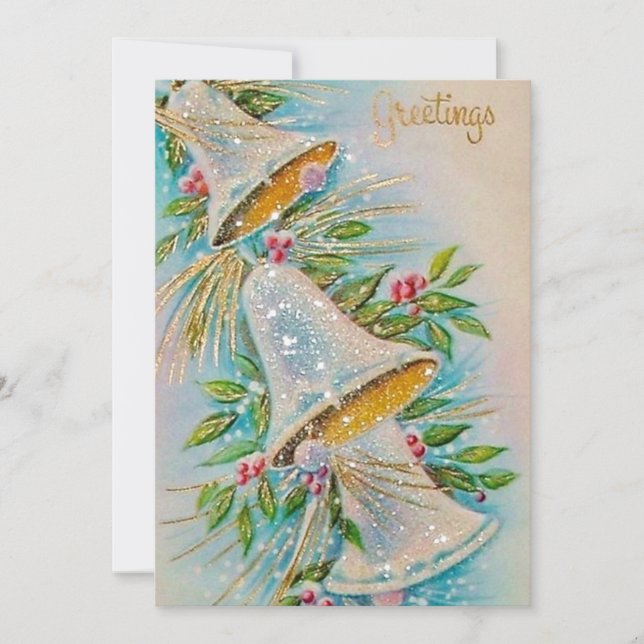 Vintage julklockor julkort (Framsida)