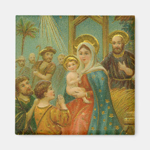 Vintage julkort från Edwardianska eran med nativit Magnet