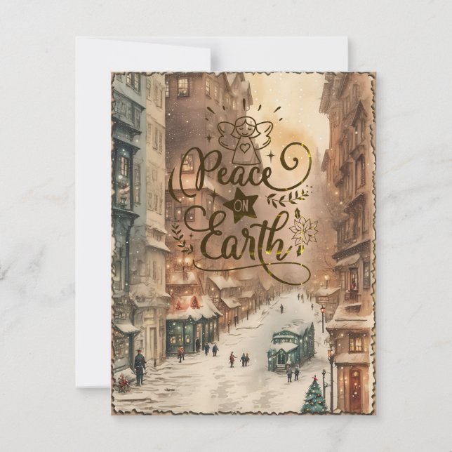 Vintage julkort - fred på jorden (Framsida)