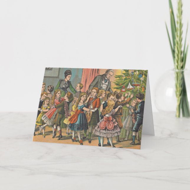 Vintage-julkort | Jul-party-dans Helgkort (Framsida)