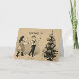 Vintage julkort Julgran Glædelig Jul Helgkort