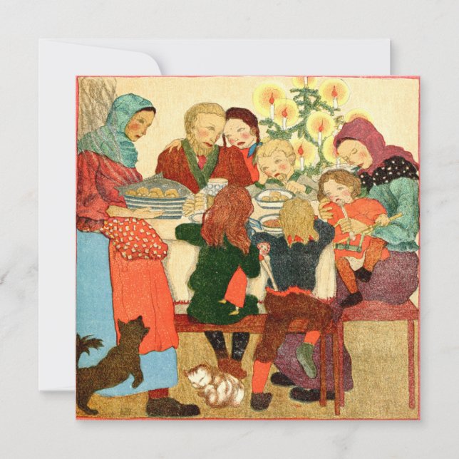 Vintage julkort | Julmiddag (Framsida)