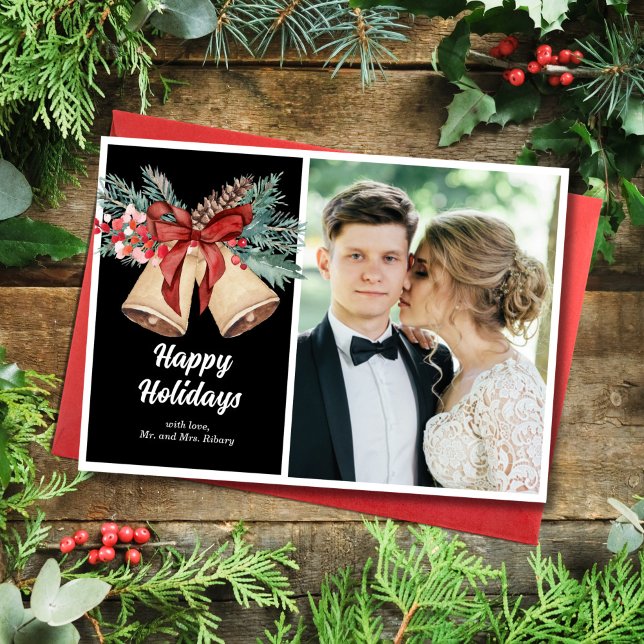 Vintage Julkort med Klockor (Skapare uppladdad)