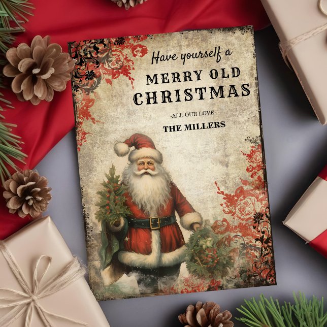 Vintage julkort med tomte inbjudningar (Vintage Santa Claus Christmas Card)