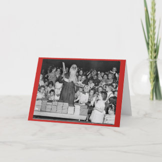 Vintage julkort med Tomte och barn Helgkort