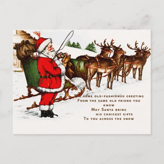 Vintage julkort med tomte vykort (Framsida)