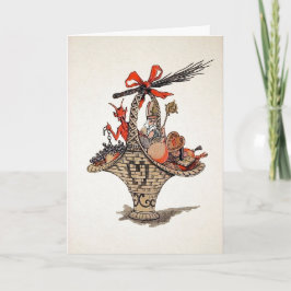 Vintage julkort och Krampus Basket Helgkort