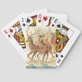 Vintage julkort, Tomte med renar Casinokort