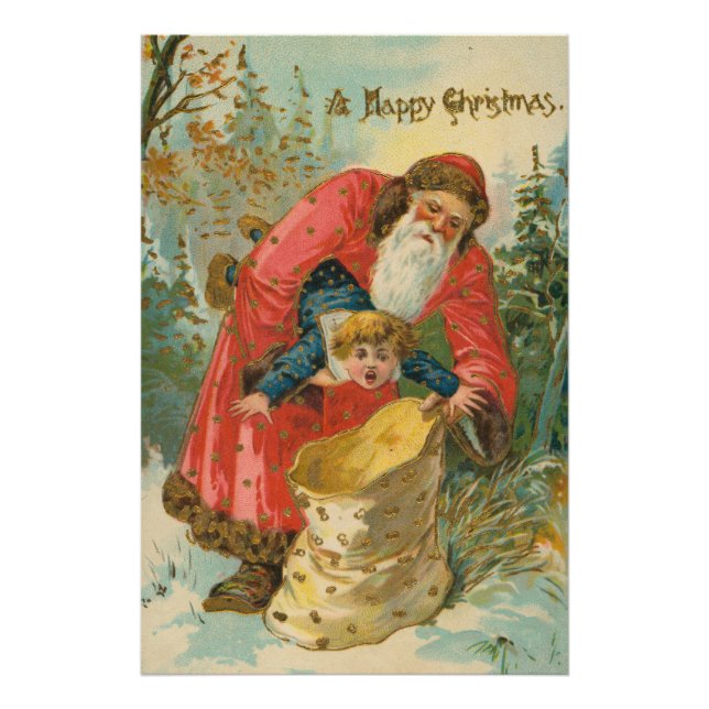 Vintage julkort, Tomte, Stygg pojke Fototryck (Framsidan)