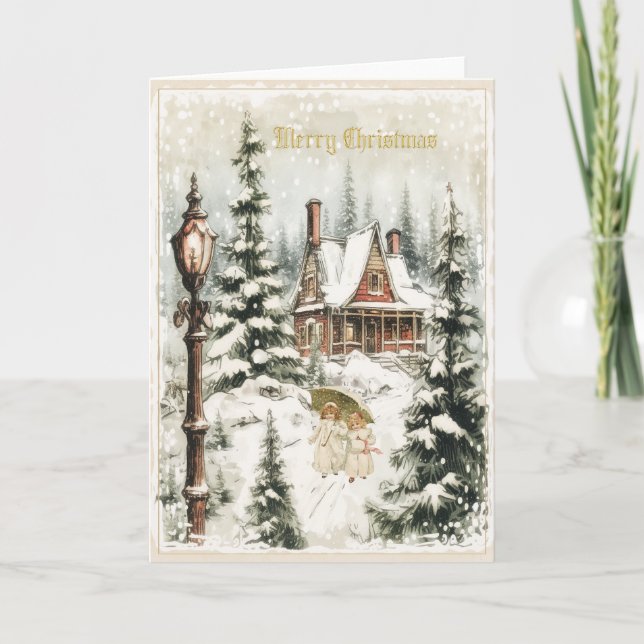 Vintage-julkortsdesign Tack Kort (Framsida)