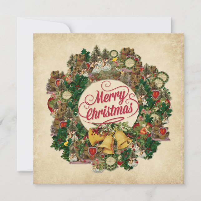 Vintage julkrans (God Jul) Kort (Framsida)