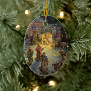 Vintage-julkreativitet med besökande magi julgransprydnad keramik