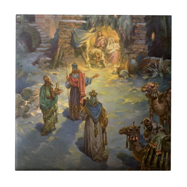 Vintage-julkreativitet med besökande magi kakelplatta (Framsidan)
