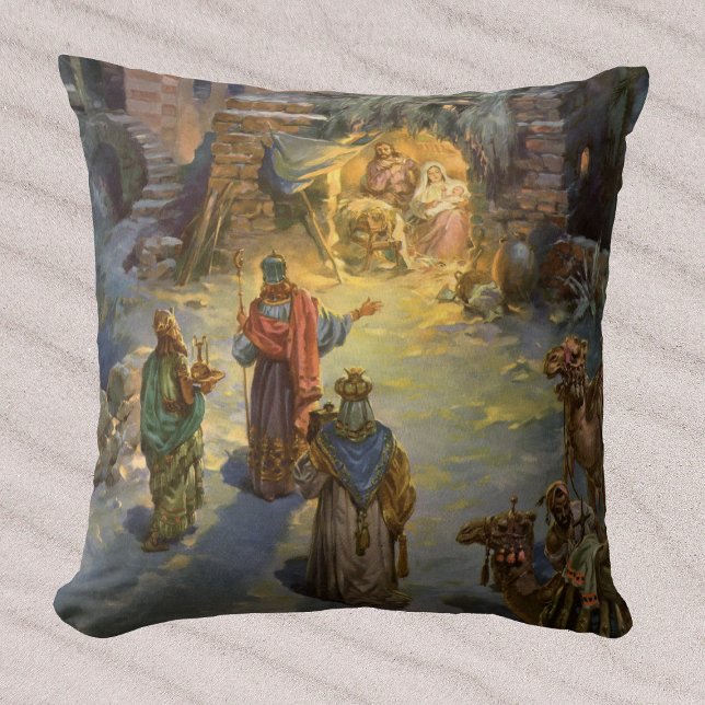 Vintage-julkreativitet med besökande magi kudde (Skapare uppladdad)