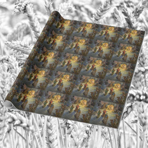Vintage-julkreativitet med besökande magi presentpapper