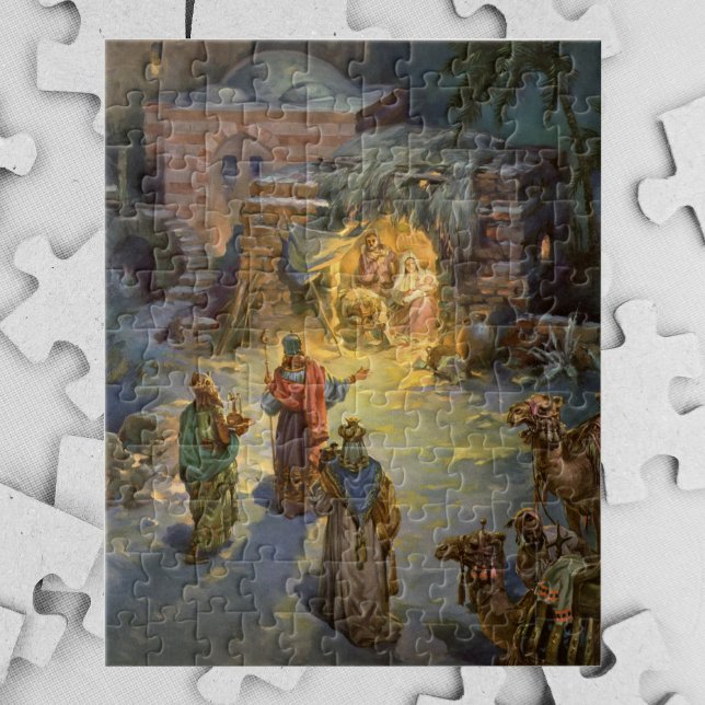 Vintage-julkreativitet med besökande magi pussel (Skapare uppladdad)