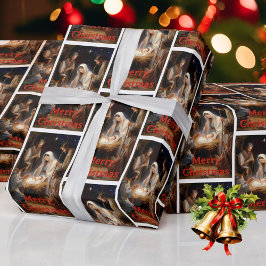 Vintage julkrubba God Jul Jesusbarnet Presentpapper