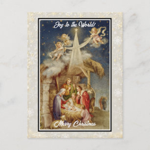 Vintage julkrubba I Klassisk religiös Helg Vykort