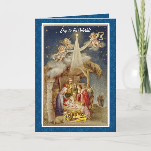 Vintage Julkrubba II Klassisk Religiös Anteckningskort (Framsida)