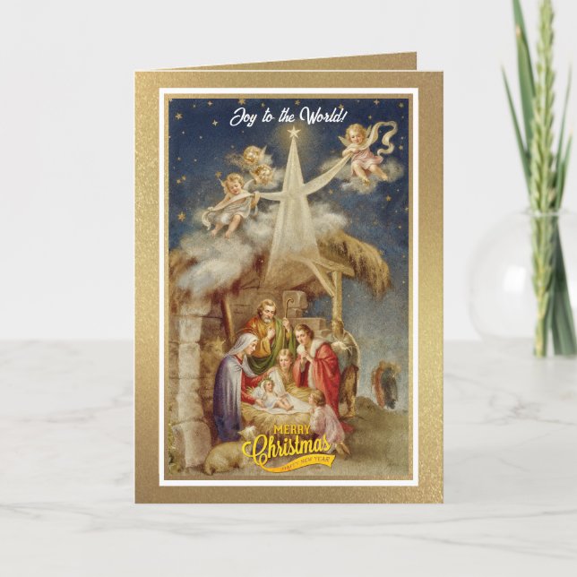 Vintage Julkrubba II Klassisk Religiös Anteckningskort (Framsida)