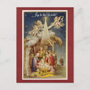 Vintage Julkrubba II Klassisk Religiös Helg Vykort