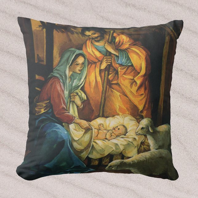 Vintage julkrubba, Jesusbarnet i krubban Kudde (Skapare uppladdad)
