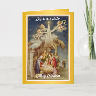 Vintage julkrubba jul I Klassisk religiös Anteckningskort