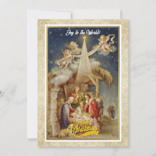 Vintage Julkrubba Jul I Klassisk Religiös Helgdag Julkort